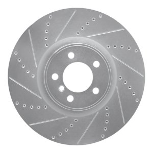Land Rover Range Rover Brake Rotor (1) - Front Left - R1 Concepts - Drilled & Slotted - Silver - `10-`12